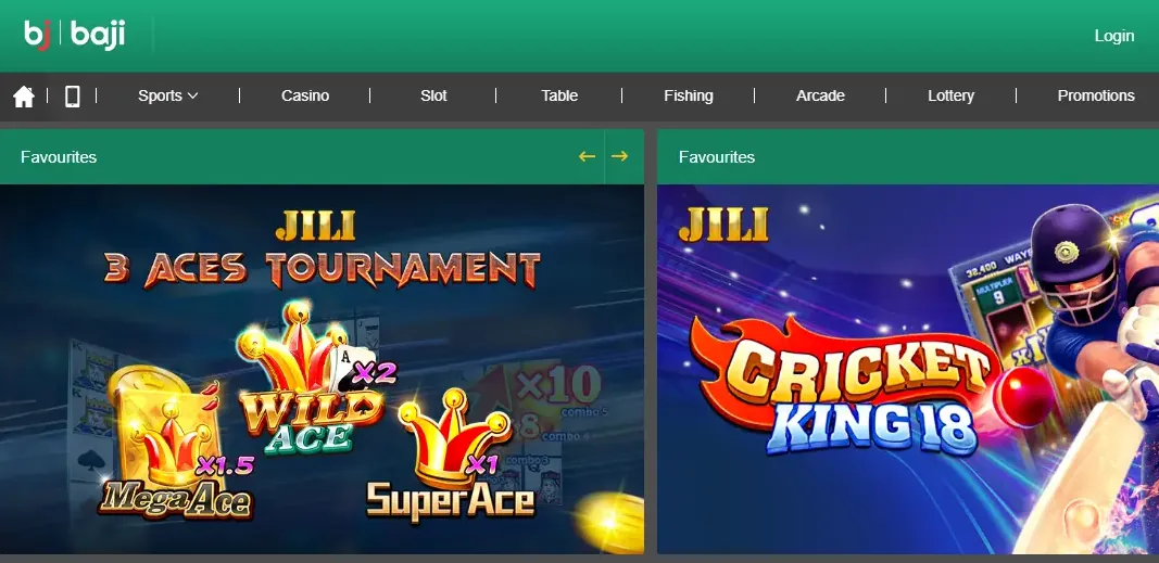 Baji999 online casino and sports betting homepage